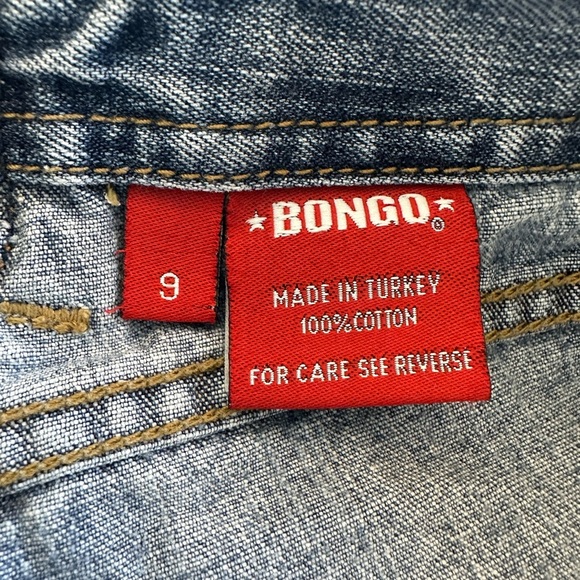 Vintage 90s Y2K Bongo Distressed Faded Blue Flare Jeans Size 9 - Picture 11 of 12